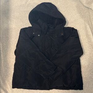 EXPRESS | WOMEN’S BLACK SHERPA HOODED PUFF COAT